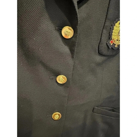 Talbots Navy Blue Wool Gold Crest Riding Equestrian Blazer Jacket Size Petite 10 - Picture 5 of 12